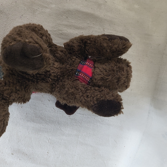 Russ Brown Moose Plush with Red Plaid Scarf - Picture 7 of 8